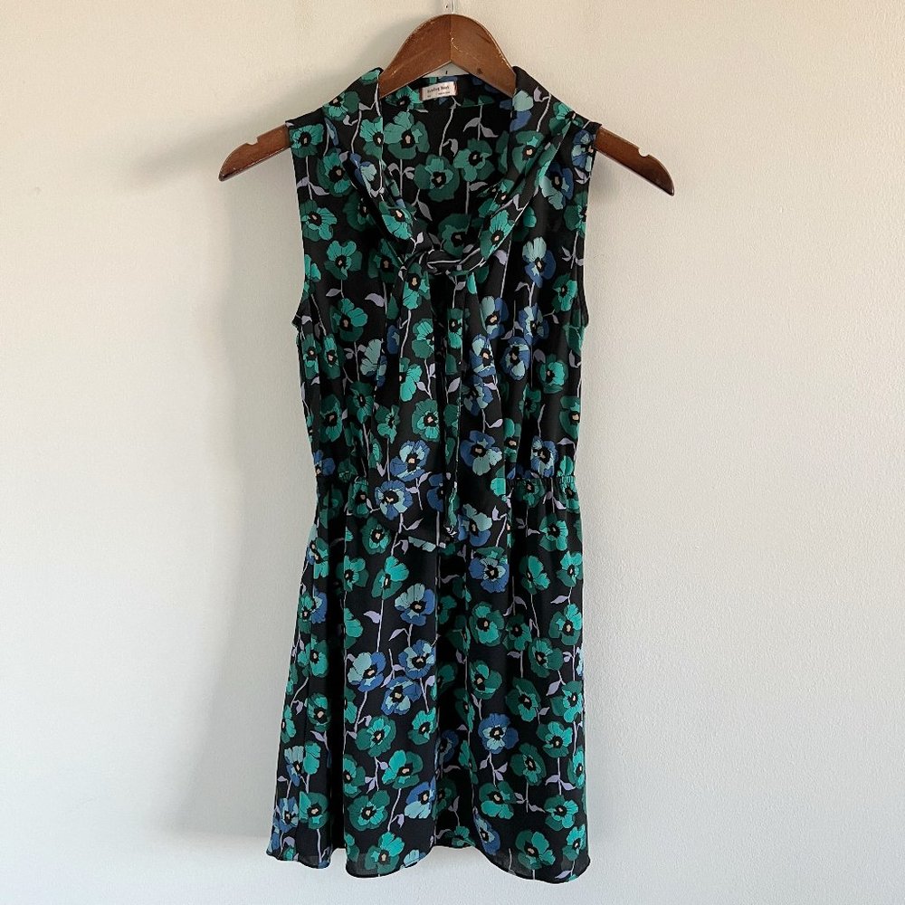Aritzia Sunday Best Tie Neck Floral Print Mini Dress XXS